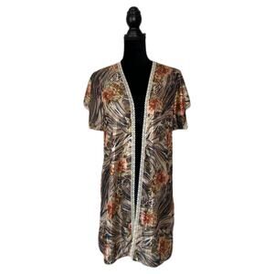 Vintage Animal Floral Print Kimono - Women's Size M